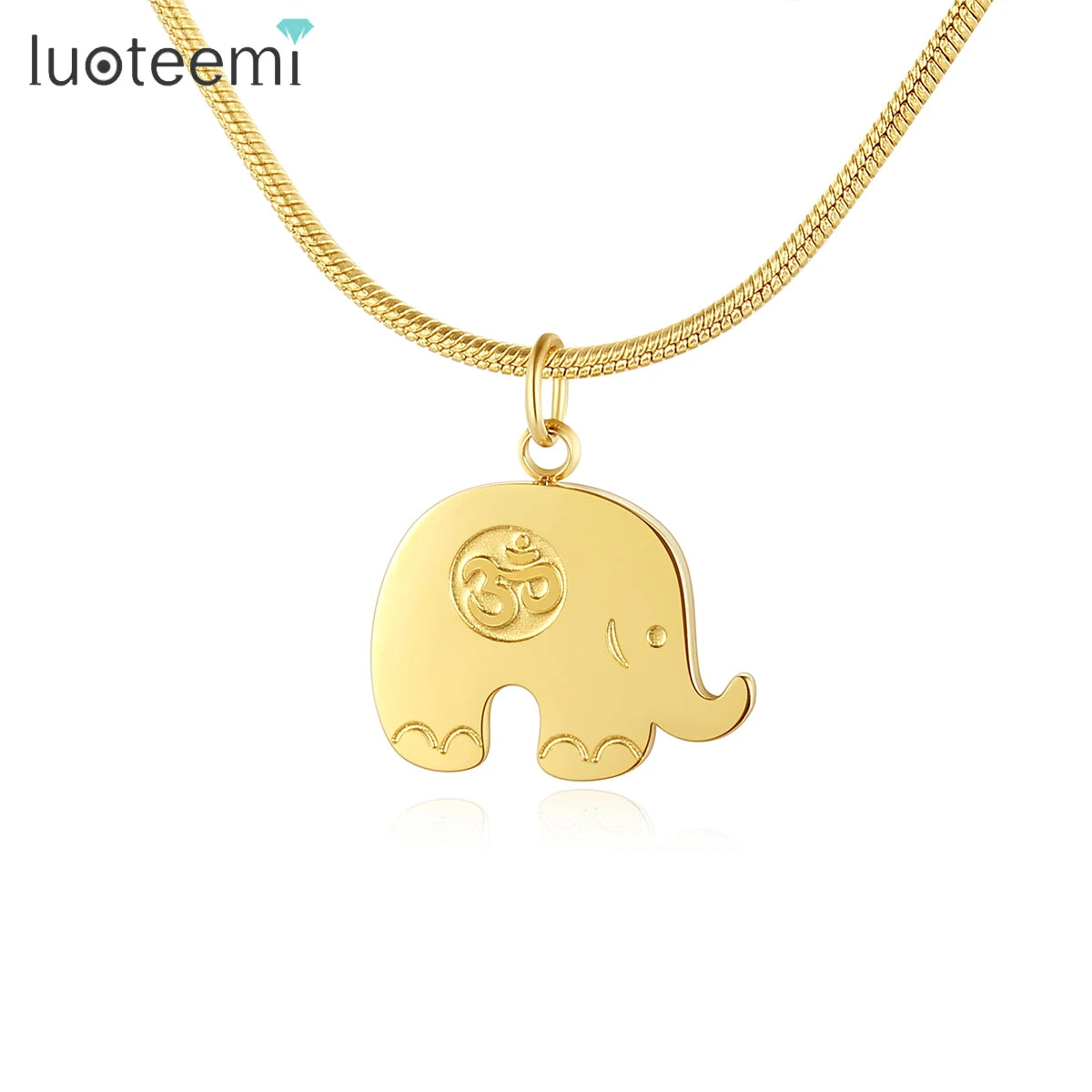 SP-LAM Stainless Steel Woman Jewelry Trendy Gold Plated Cute Pendant Chain Link Elephant Necklace