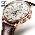 JSDUN 8909 Men Watches Automatic Mechanical Watch Leather Tourbillon Sport Clock Casual Business Relojes Hombre Retro Wristwatch