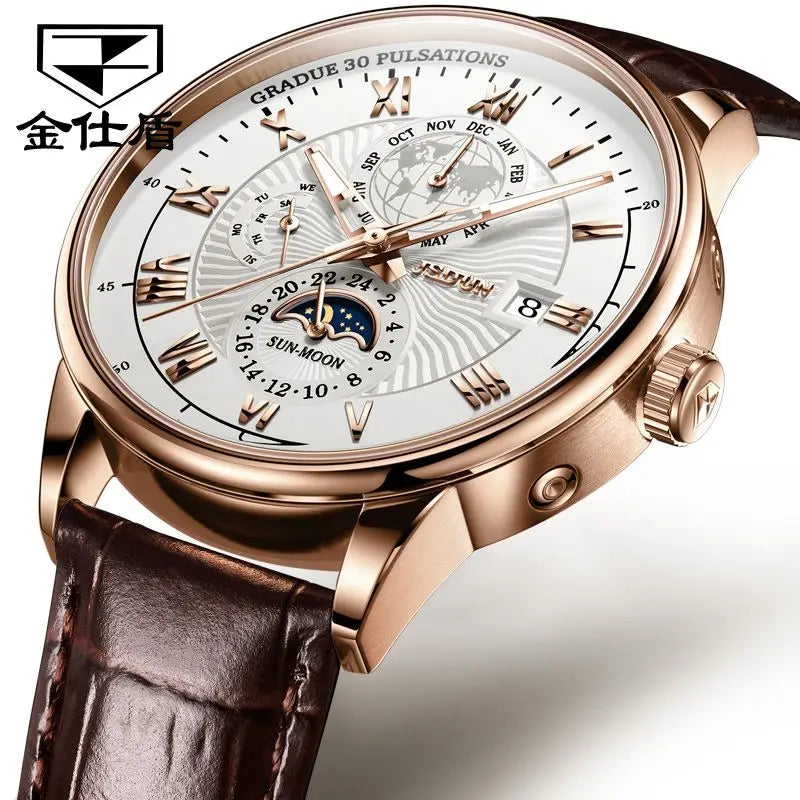 JSDUN 8909 Men Watches Automatic Mechanical Watch Leather Tourbillon Sport Clock Casual Business Relojes Hombre Retro Wristwatch