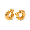 High Quality 18K Gold Plated C Shaped Earrings Waterproof Stainless Steel Geometric Stud Earrings for Gift