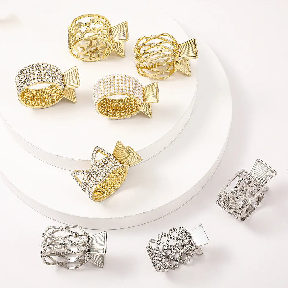 New Arrival Korean Vintage Women Pearl Rhinestone Hair Claw Alloy Hair Claw for Girls Ponytail Claw