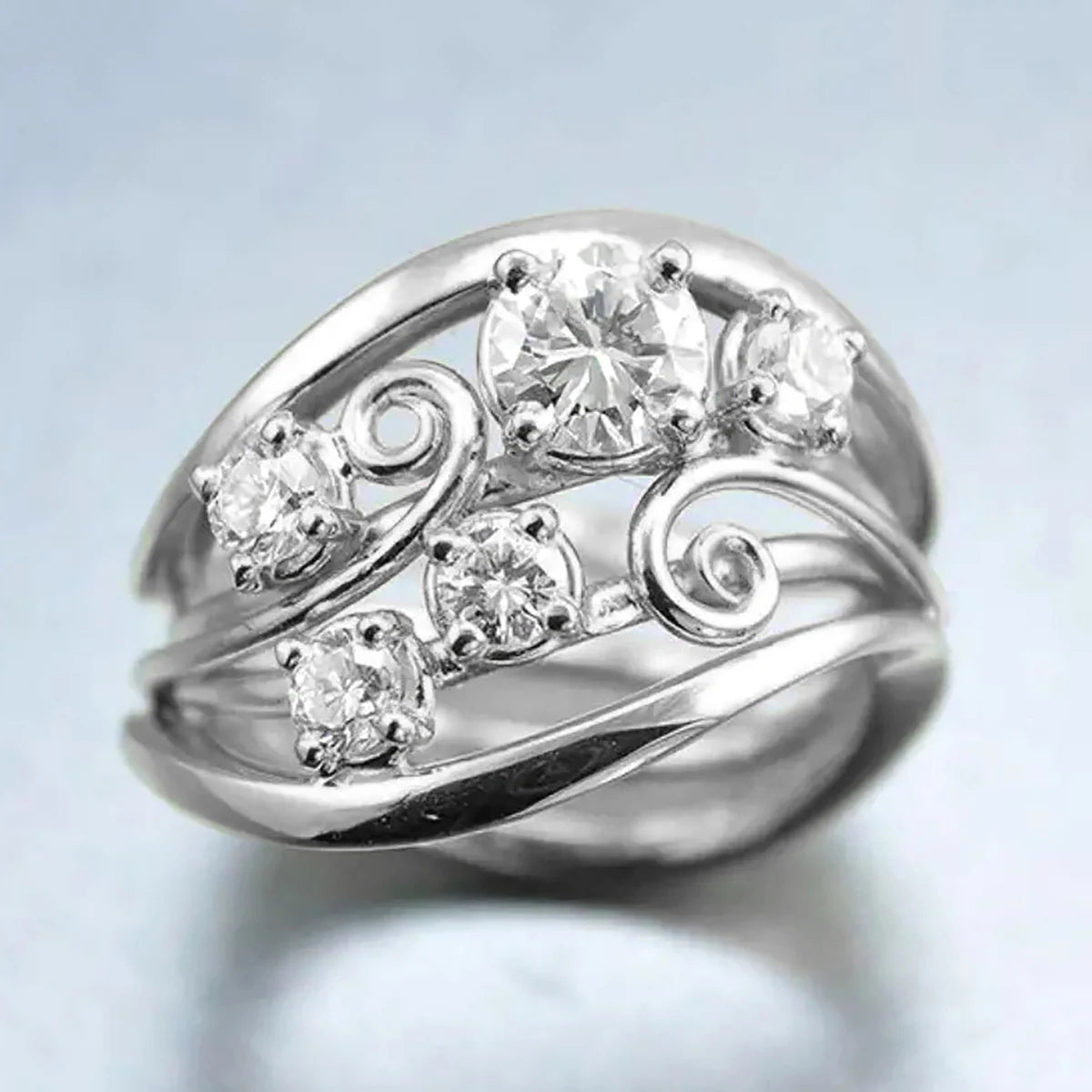 CAOSHI Luxury Geometry Hollow Design 3A Zircon Silver/Gold Plated Rings for Women Engagement Trendy Party Band CZ Rings Jewelry