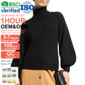 Winter Casual Standard Regular Sleeve Warm High Collar Breathable Nylon/Cotton Knitted Women's Sweater Free Size