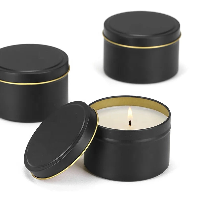 New Style 8OZ White Matte Black Seamless Cylinder Design Tinplate Candle Tins DIY Gift Scented Making Jars