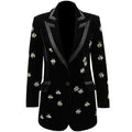 Women's Medium Long European American Style Blazer Hand-Stitched Spring Autumn Heavy Industry Jacket Single Solid Single Button