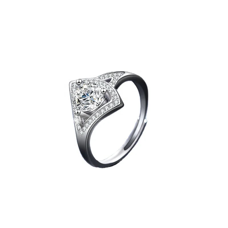 1ct Round Brilliant Cut Moissanite Diamond Ring S925 Sterling Silver for Women for Engagement or Wedding