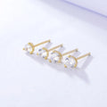 925 Sterling Silver Earrings Three Paws Claws Round Mini Zircon Gold Plated Stud Earrings for Women 925 Earrings