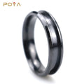 DIY Wedding Band Beveled Edge Polished 6mm Black Zirconium Blank Ring for Inlay