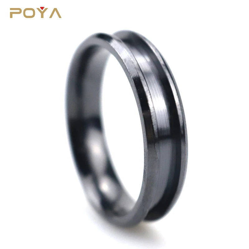 DIY Wedding Band Beveled Edge Polished 6mm Black Zirconium Blank Ring for Inlay