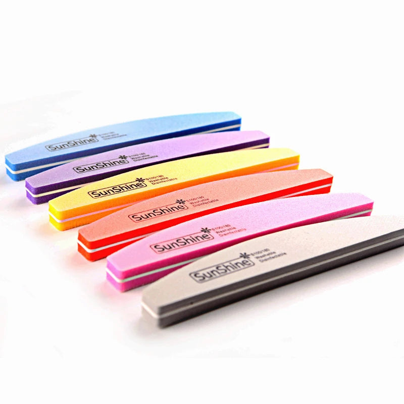 Professional  Half Moon Shape Printed Polishing Nail File and Buffer Sponge Nail File Sponge for Files