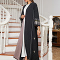 Traditional Muslim Clothing Front Open Black Abaya Arab Dubai Kaftan Abaya Women Polyester Adults Middle East Support Eid Abaya