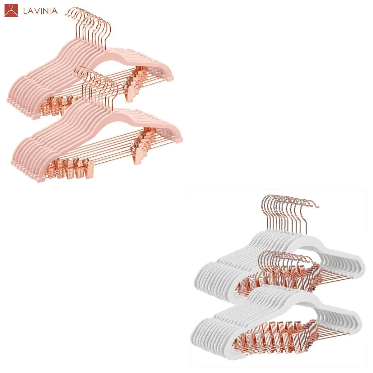 Lavinia Classic Non Slip Space Saving Household Clothing Stores Velvet Plastic Hangers Durable Fabric Hangers