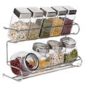 Kitchenware Glass Seasoning Bottle Set Spicr Spyce Glass Jar Seasoning Jars Metal Rack air Tight Jar Storage with Rack