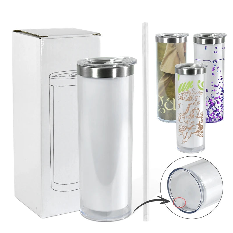 20oz Snowglobe Sublimation Tumblers Outside  Plastic and Inner Stainless Steel Cups  DIY Pattern by Yourself