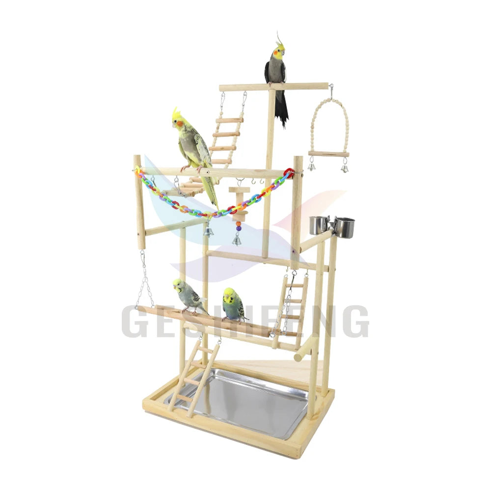 Parrot Large Game Frame Parrot Toy Training Station Frame Playground Platform Climbing Ladder Swing Bird Toys