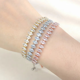 Factory Custom Fashion Cubic Zirconia Bracelet Adjustable Tennis Bracelet Copper Bracelet Gold Plated Jewelry for Women