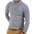 Men's Fashion Knitted Sweater Jacquard Weaving European and American Casual Half High Neck Pullover Sweater
