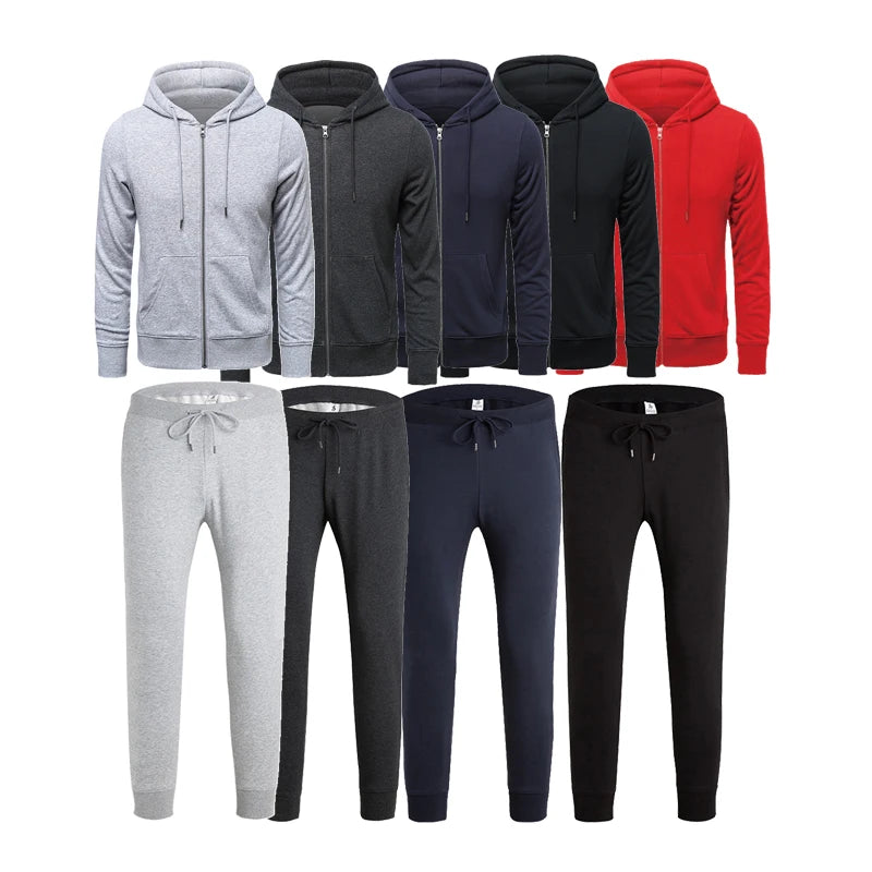 Gym Wear Sport Set Men Casual Outdoor Cotton Sweatsuit Comfortable Breathable Hoodies Pants Fitness Jogger Tracksuit