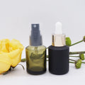 White 1oz 30ml 60ml 2oz Sloping Shoulder Olive Green Glass Pump Dropper Bottle