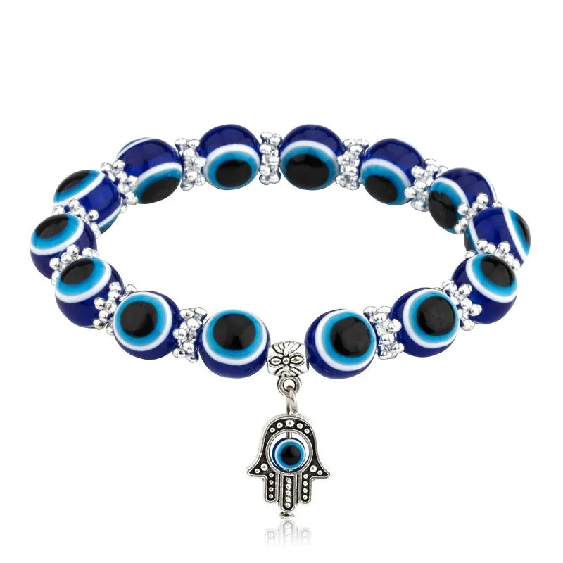 New Fashion Blue Eyes Bracelet Turkish Lucky Blue Eye Beads Handmade Elastic Bracelet Jewelry for Women