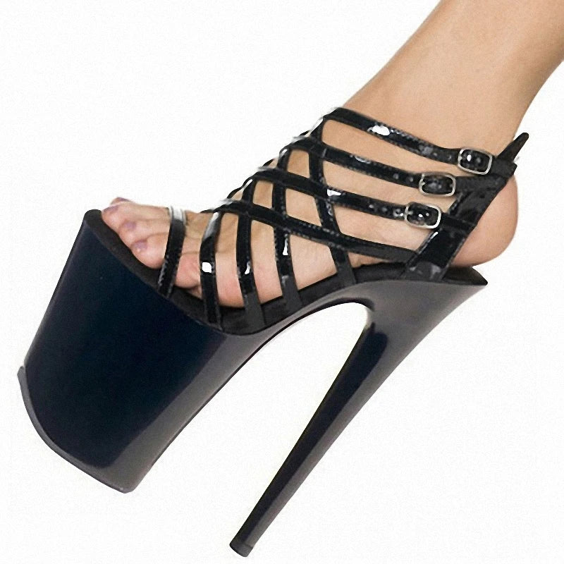 Elegant Silver Thin Heel 20cm Super Platform Pole Dance Stripper Summer Exotic Dancer Fashion High Heels Women's Large Sandals