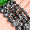 Wholesale 4/6/8/10/12mm Natural Faceted Black Labradorite Semi Gemstone Round Beads for Bracelet Necklace Earrings MegaBDM