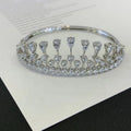 RUYI Fashion Jewelry Half Circle Diamond Tiara Design Bangle Bracelet and Ring 14k 18k Platinum Gold Fine Jewelry Set for Women