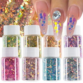 Fairy Pupil Nail Glitter Sequins 10g Holographic Flakes Hexagon Chunky Sequins Nail Art Powder Gel Polish Manicure Accessories