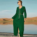 Middle East Luxury Green Tassels Jubah Abaya Dubai Moroccan Style 2022 New Style Muslim Dress