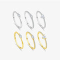 FUAMAY Fashion Classic Zircon Band Ring Dainty 18K Gold Plated 925 Sterling Silver Geometric Main Zircon Ring