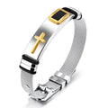 New Mesh Belt Bracelet Fashion Golden Cross Titanium Steel Men's Personalized Jewelry