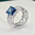 Trendy Style Big Tennis Ring Fashion Sterling Silver Ring Inlay Beautiful Gemstone Couple Rings