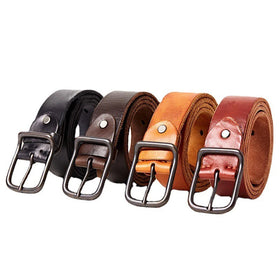 Manufacturers Wholesale Genuine Leather Belt Men's Retro Style Top Layer Cowhide Vegetable Tanned Leather Belt With Pin Buckle