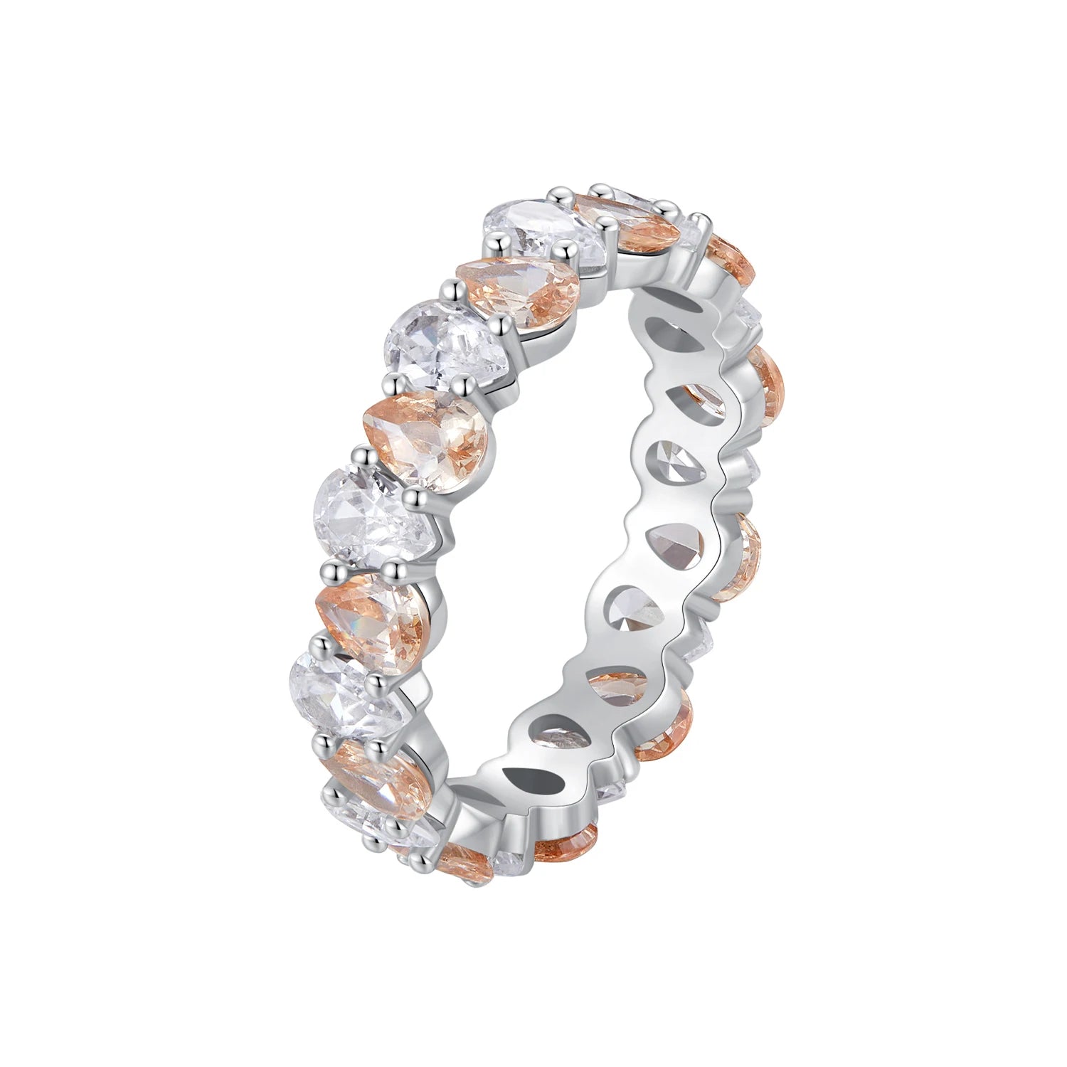 Wholesale 925 Sterling Silver Water-drop Zircon Ring Brilliant Finger Ring for Women Engagement Exquisite Fine Jewelry BSR477