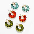 Women's Minimalist Daily Jewelry Solid Color Transparent Resin C Shape Earrings Gold Plated Twisted Hoop Earrings
