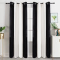 High-End Luxury White and Black Velvet Blackout Curtains Modern Real Velvet Grommet Design Woven Patchwork Two Colors