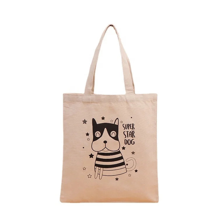 Creative Cartoon Wholesale Student Portable DIY Gift Storage Cotton Eco Friendly Shopping Tote Bag with Custom Printed logo
