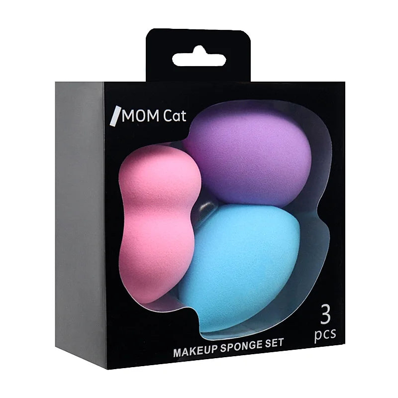 Wholesale Custom Silicone Makeup Sponge Set Beauty Latex Free Facial Sponge 3pcs Super Soft Professional Makeup Sponge Set