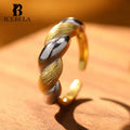 Italian Handmade Jewellery Women Korean Minimalist Braided Unique Ring 925 Silver 18k Gold Plated Two Tone Rings for Girls