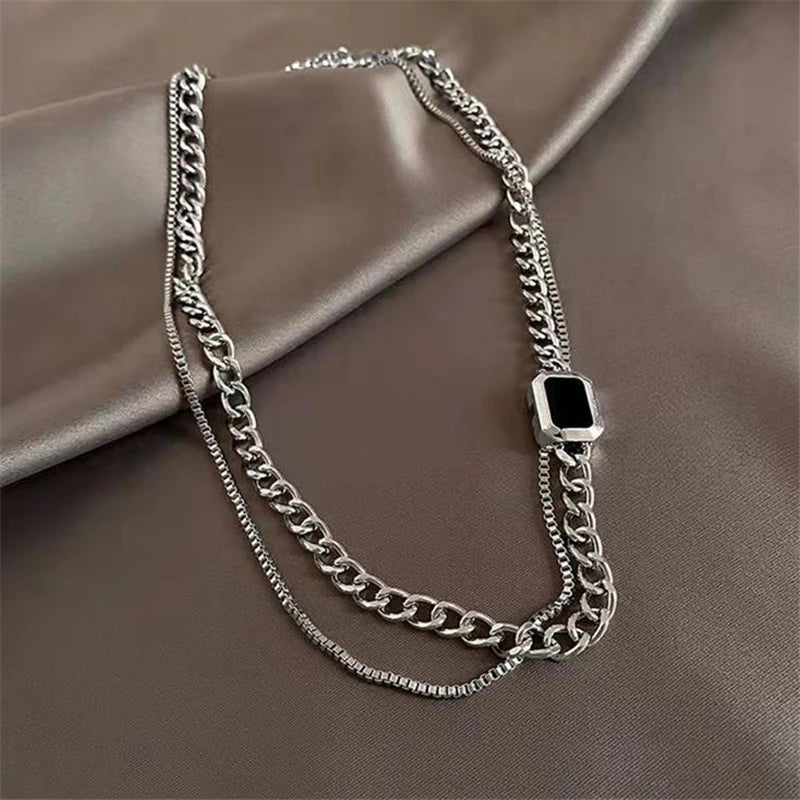 Collar De Hip Hop New Handsome Black Gem Necklaces Men Fashion Personality Trend Cool Temperament Jewelry Necklaces