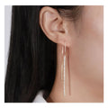 SE111 RINNTIN Hypoallergenic a Pair 925 Sterling Silver Tassel Threader Drop Earrings Long Tennis Chain Ear Line