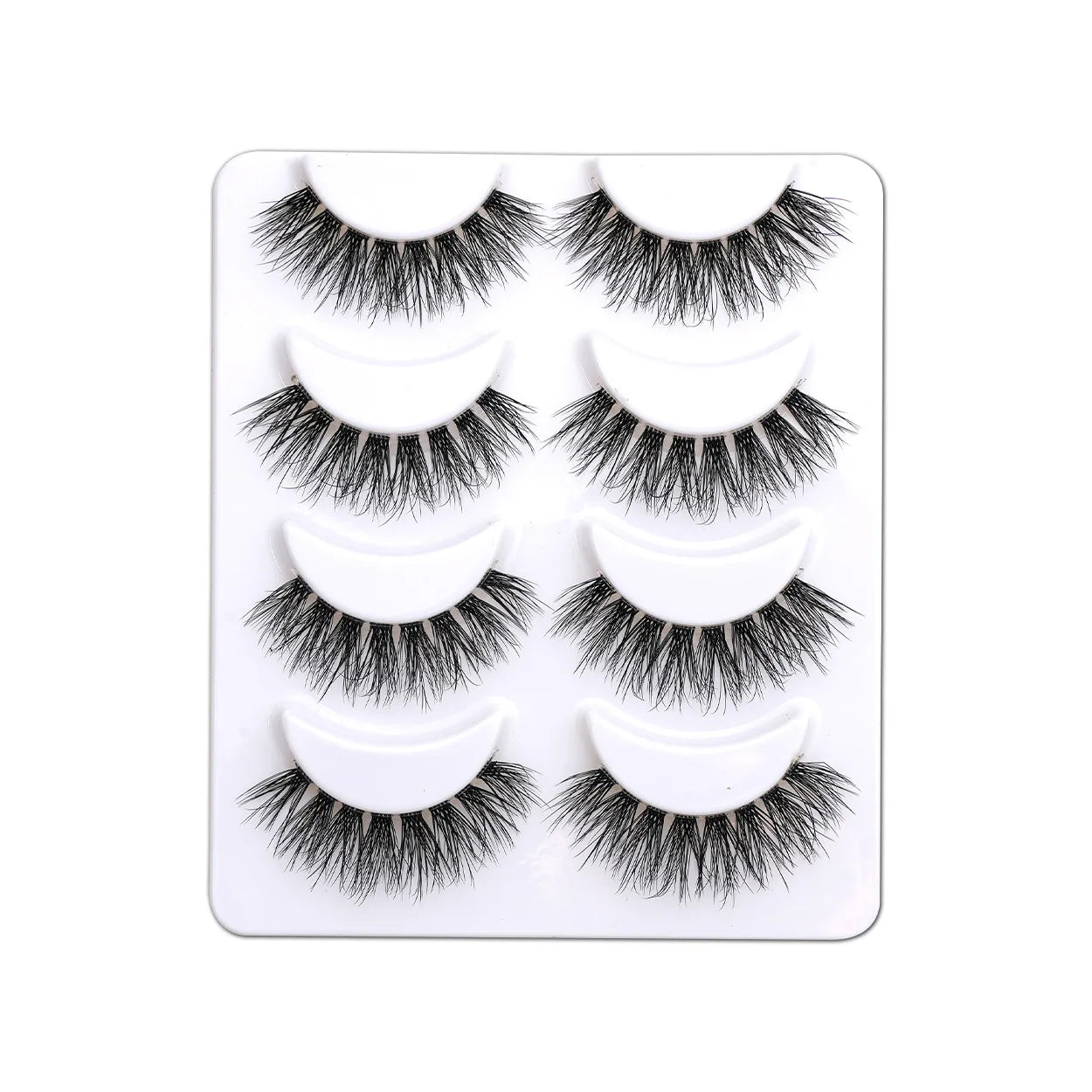 4 Pairs DIY Cluster Feeling Full Strip Eyelashes Clear Transparent Band with Fluffy 3D 5D 6D Effect False Lashes