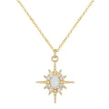 Fashion 925 Sterling Silver 14k Gold Plated Oval Opal Sun Pendant Necklace for Women Wholesale