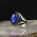 Vintage Silver Plated Ring Men With Dark Blue Lapis Lazuli  Thai Silver Ring With Black Men Turkish Jewelry