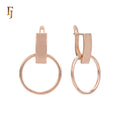 FJ Fallon Fashion Jewelry Gold Russian Lock Earrings Geometric Minimalist Rectangle Circle Sleek Non-Tarnish Brass