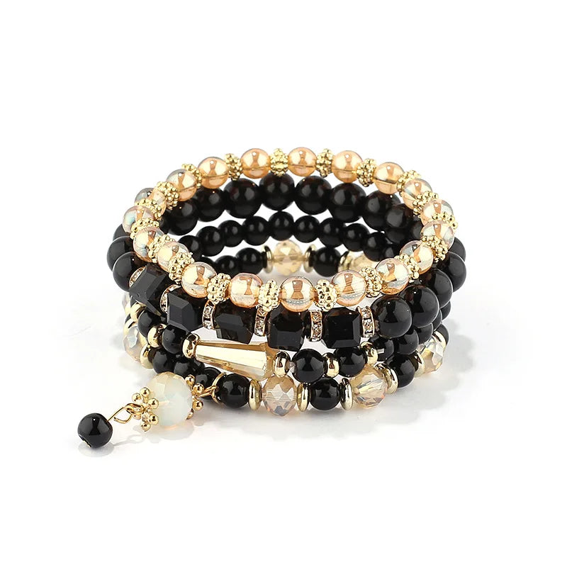 Europe America Trend Jewelry Exquisite Tassel Bracelet Geometric Beaded Multi-layer Bracelet Charm Crystal Bracelet