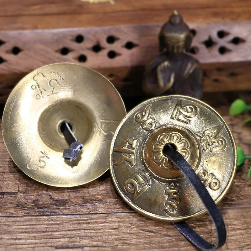Tipitaka Tibetan Tingsha Cymbal Bells Handcrafted in Nepal Sound Healing Meditation Bells 6.5 cm for Sound Healing