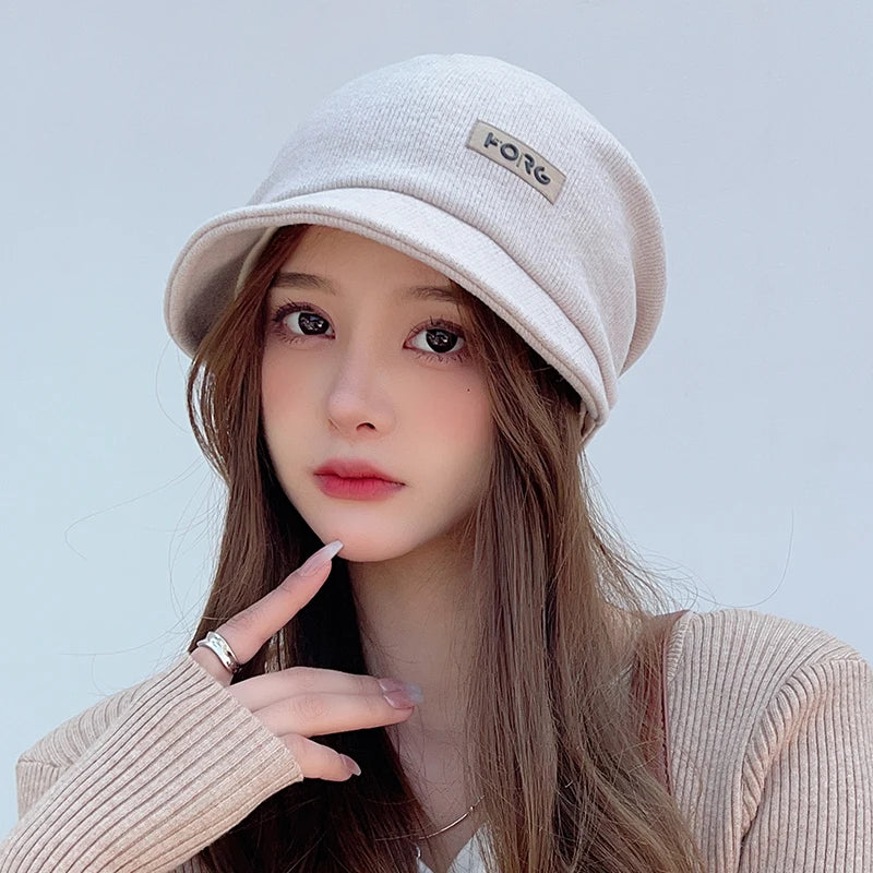 Custom Logo Winter Fashion Thermal Cycling Warm Headwear Cap for Women Girls Beret Hat