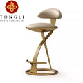 Tongli Modern Contemporary Stainless Steel High Bar Stool Leather Art Metal Comfortable Backrest for Home Island Living Room