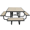 Outdoor Wood Plastic Composite Picnic Table Bench Garden Set Patio Commercial Hardwood Dining Table and Chair with Umbrella